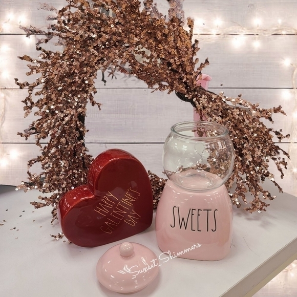 Pink Rae Dunn Sweets Valentines Day Candy Cookie Jar Canister New - Picture 3 of 4
